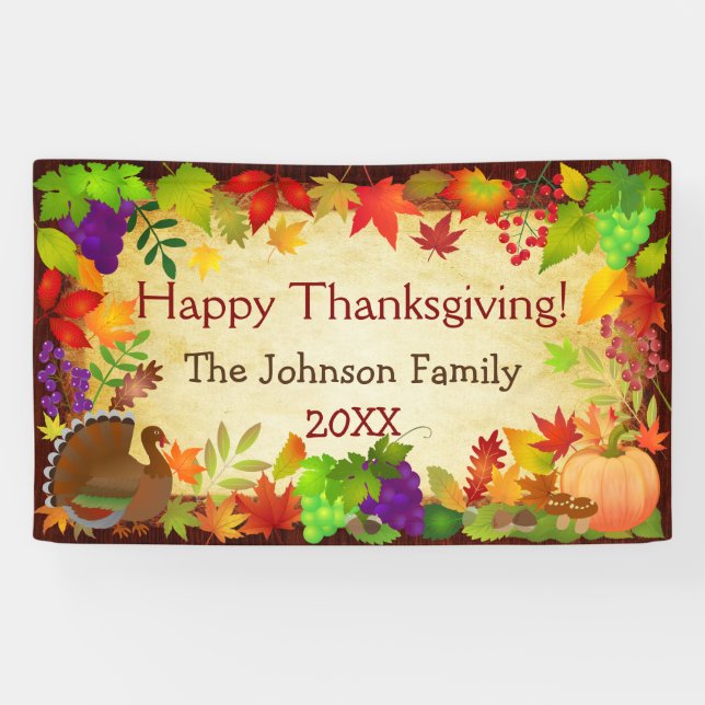 Colorful Thanksgiving Harvest Banner (Horizontal)