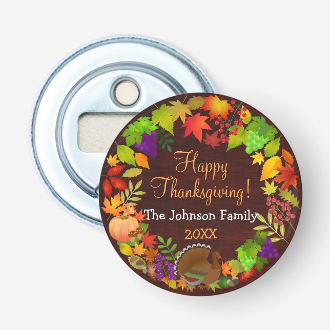 Colorful Thanksgiving Harvest Bottle Opener (Front)