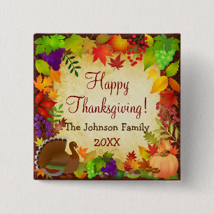 Colorful Thanksgiving Harvest Button