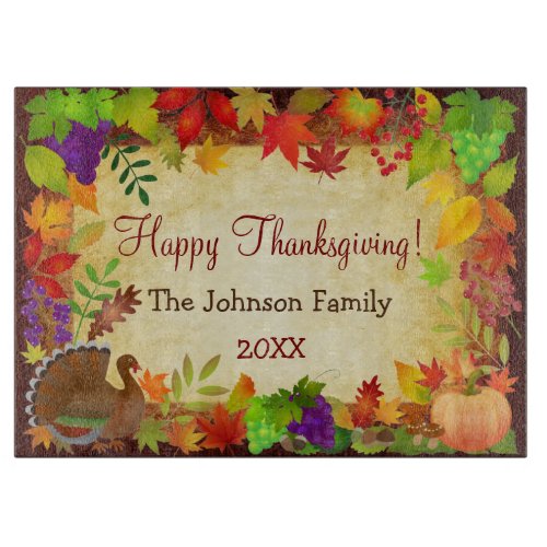 Colorful Thanksgiving Harvest Cutting Board