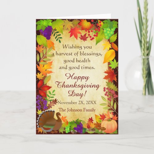 Colorful Thanksgiving Harvest Holiday Card