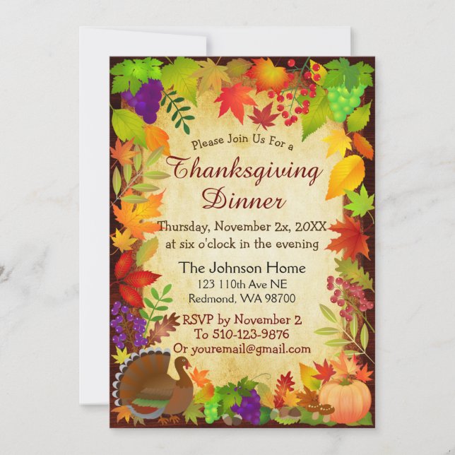 Colorful Thanksgiving Harvest Invitation (Front)