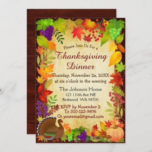 Colorful Thanksgiving Harvest Invitation