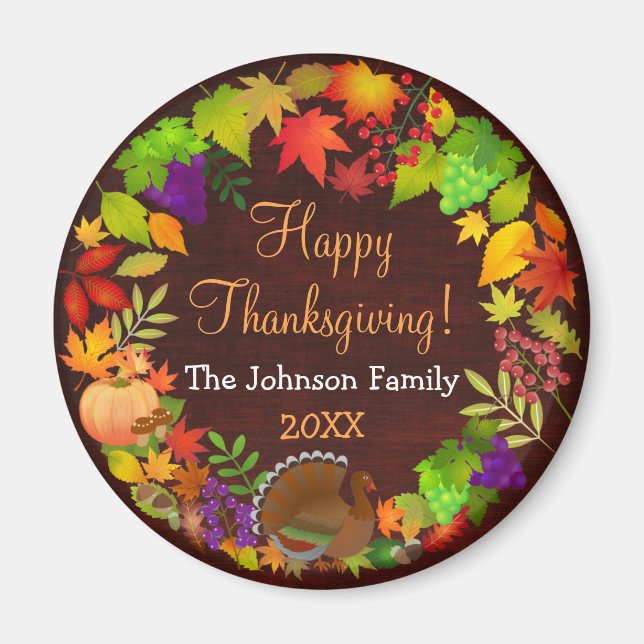 Colorful Thanksgiving Harvest Magnet (Front)