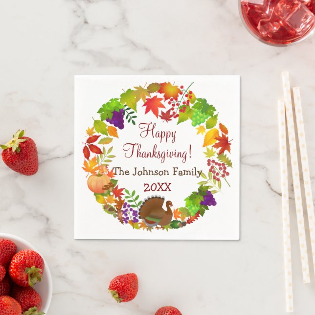 Colorful Thanksgiving Harvest Napkins (Insitu)