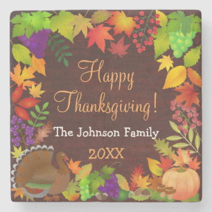 Colorful Thanksgiving Harvest Stone Coaster