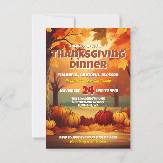 Colorful Thanksgiving Invite (Front)