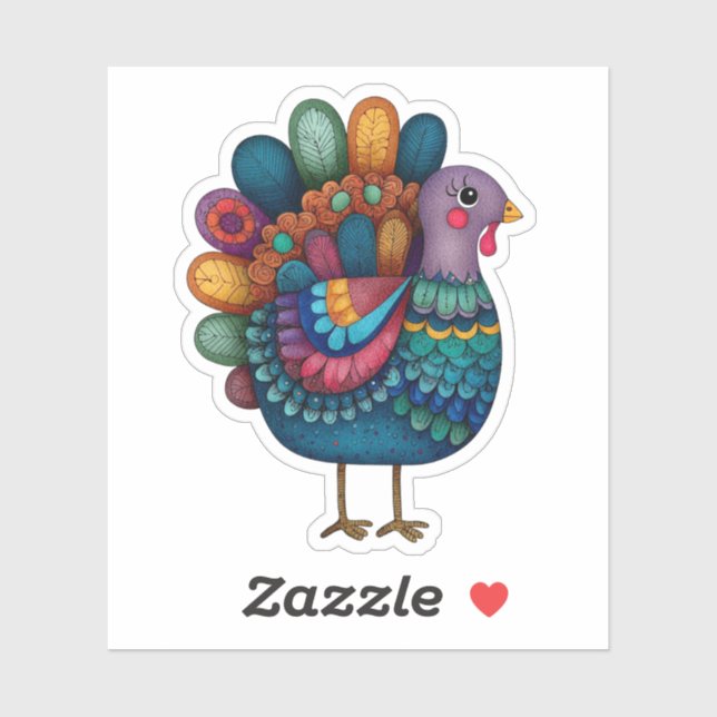 Colorful Thanksgiving Turkey Sticker (Sheet)