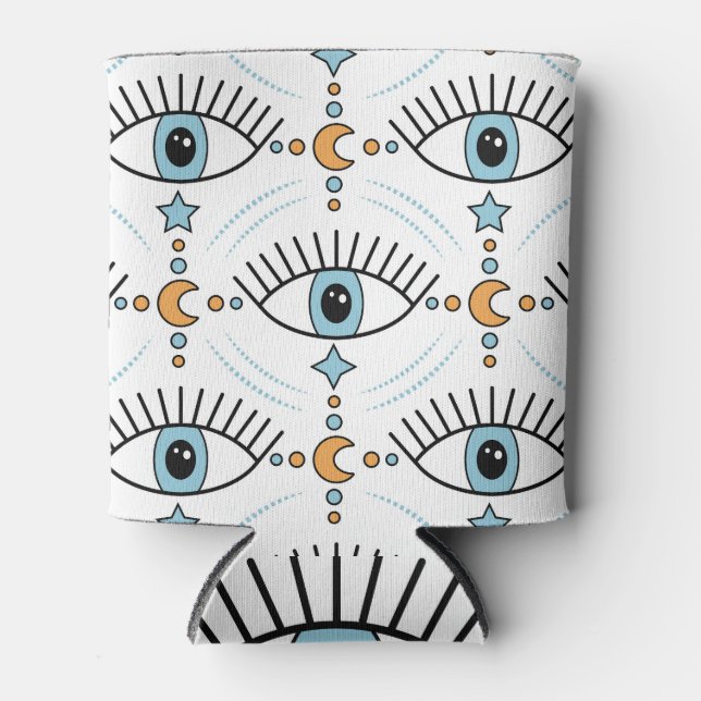 Colorful third eyes, magic seamless pattern. can cooler (Front)