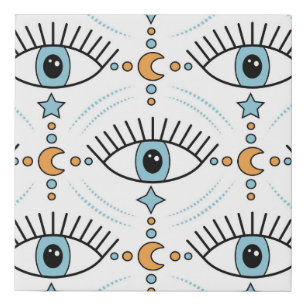 Colorful third eyes, magic seamless pattern. faux canvas print