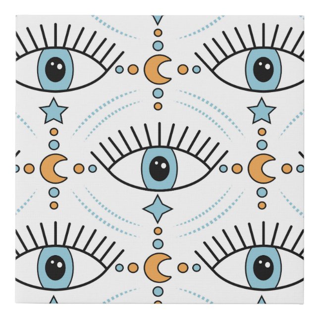 Colorful third eyes, magic seamless pattern. faux canvas print (Front)