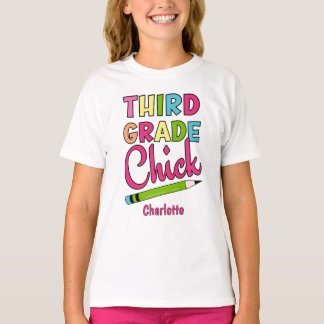 Colorful Third Grade Chick Back To School T-Shirt