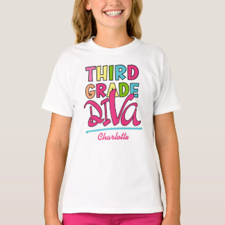 Colorful Third Grade Diva Back To School T-Shirt