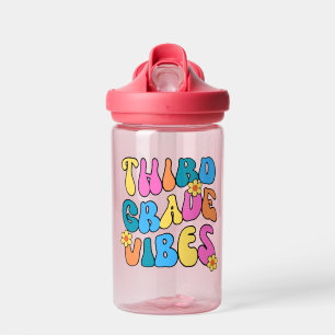 Colorful Third Grade Vibes– Back to school Retro Water Bottle