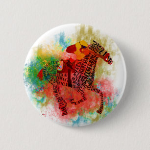 Colorful Thoroughbred in Typography Button
