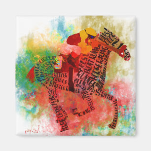 Colorful Thoroughbred in Typography Magnet