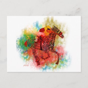 Colorful Thoroughbred In Typography Postcard by ginnyl52 at Zazzle