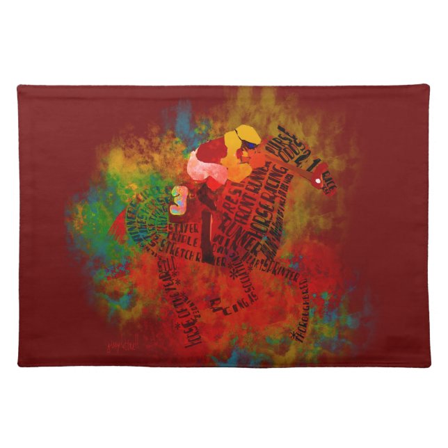 Colorful Thoroughbred Racehorse Placemats (Front)