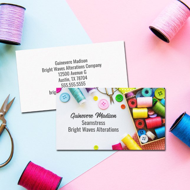 Colorful Thread Seamstress Sewing Company  Business Card (Creator Uploaded)