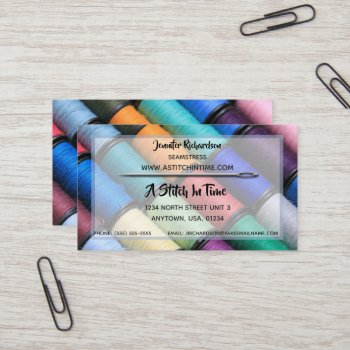 Colorful Thread Spools Seamstress Or Tailor Business Card by csinvitations at Zazzle
