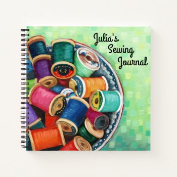 "colorful Threads" Custom Spiral Notebook by JustBeeNMeBoutique at Zazzle