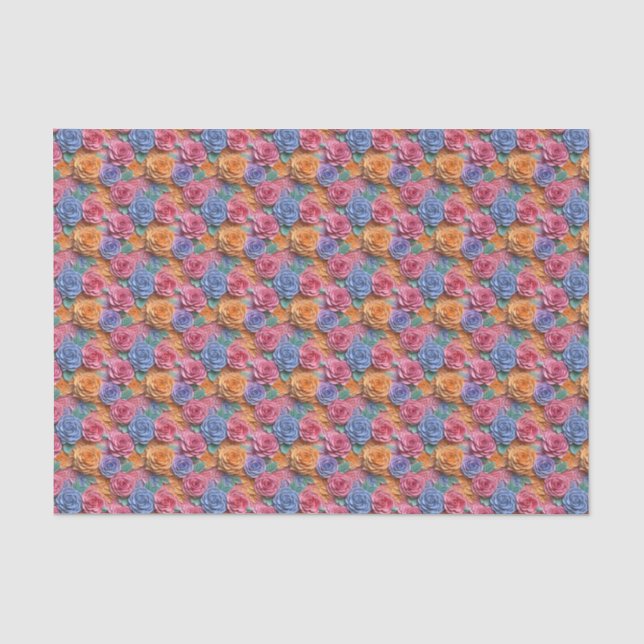 Colorful three dee floral tiled pattern  tissue paper (Front)