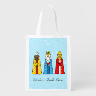 Colorful Three Kings  Grocery Bag