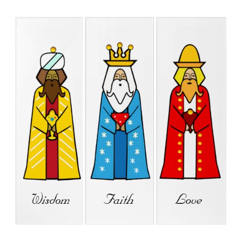 Colorful Three Kings on White Triptych