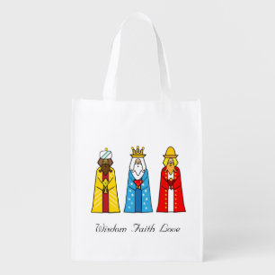 Colorful Three Wise Men  Grocery Bag