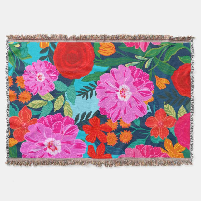 Colorful throw blanket colorblock Gift blanket (Front)