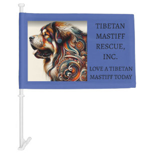 COLORFUL TIBETAN MASTIFF HEAD  CAR FLAG