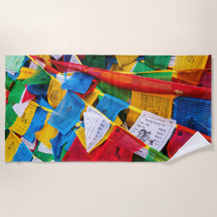 Colorful Tibetan prayer flags - Tibet Beach Towel