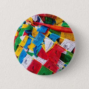Colorful Tibetan prayer flags - Tibet Button