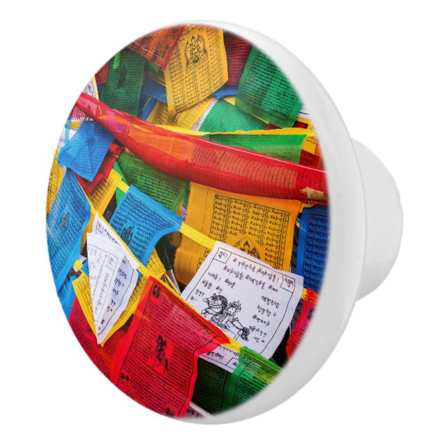 Colorful Tibetan prayer flags - Tibet Ceramic Knob (Right)