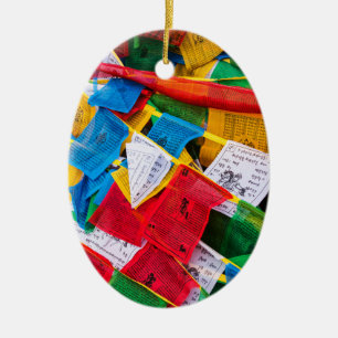 Colorful Tibetan prayer flags - Tibet Ceramic Ornament