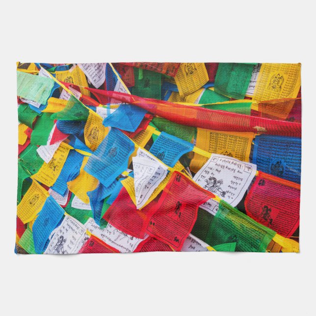 Colorful Tibetan prayer flags - Tibet Kitchen Towel (Horizontal)