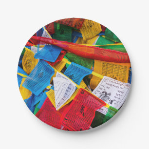 Colorful Tibetan prayer flags - Tibet Paper Plates