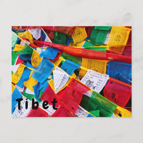 Colorful Tibetan prayer flags _ Tibet Postcard