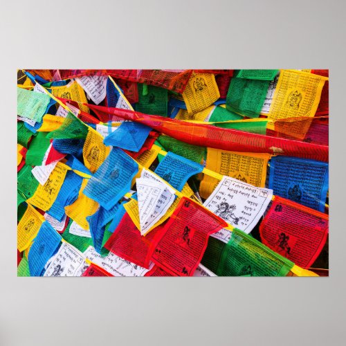 Colorful Tibetan prayer flags _ Tibet Poster