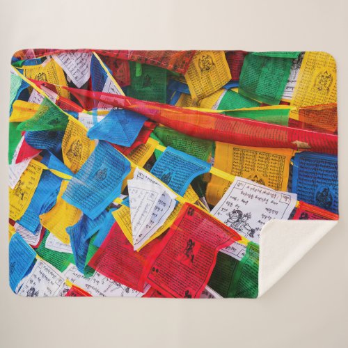 Colorful Tibetan prayer flags _ Tibet Sherpa Blanket