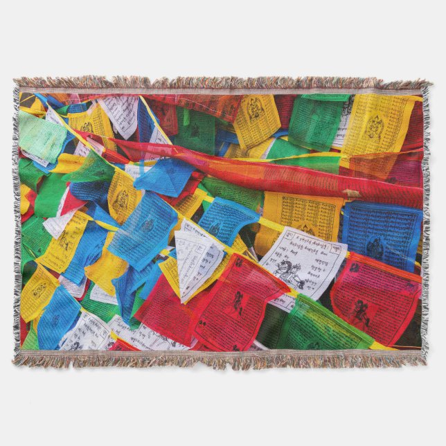 Colorful Tibetan prayer flags - Tibet Throw Blanket (Front)