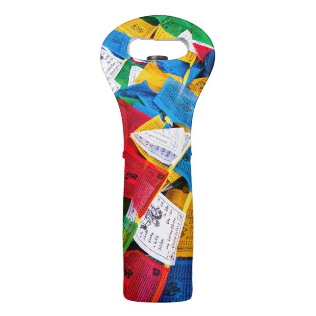 Colorful Tibetan prayer flags - Tibet Wine Bag (Front)