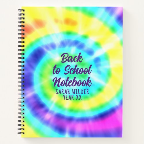 Colorful Tie Dye Back to School Notebook