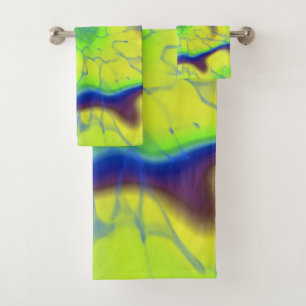 Colorful tie-dye bath towel set