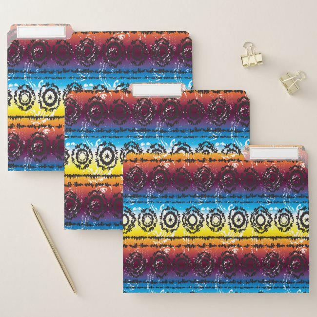 Colorful Tie Dye Batik Design File Folders