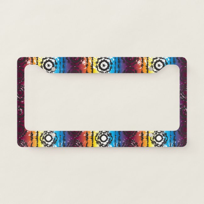 Colorful Tie Dye Batik Design License Plate Frame