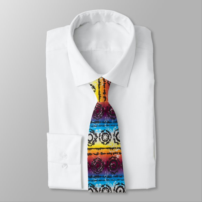 Colorful Tie Dye Batik Design Necktie (Tied)