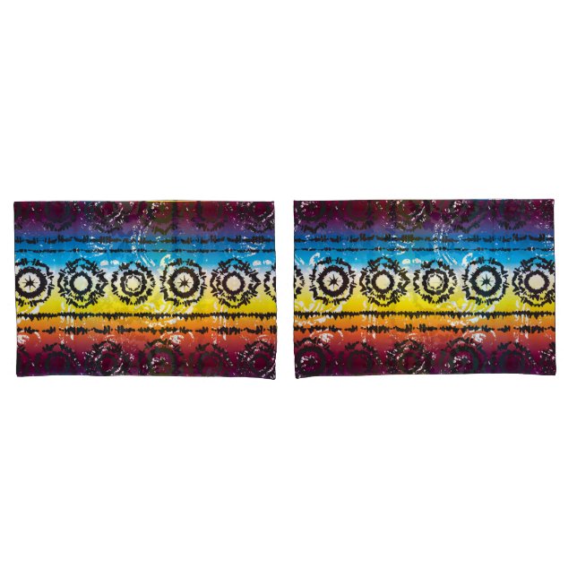 Colorful Tie Dye Batik Design Pillowcases (Front-Set)