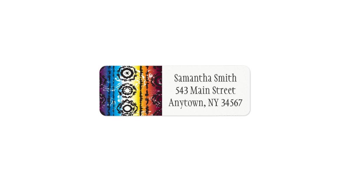 Colorful Tie Dye Batik Return Address Labels Zazzle