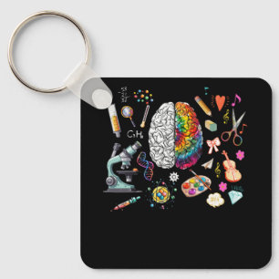 Colorful Tie Dye Brain Science Art Neuroscience Ne Keychain